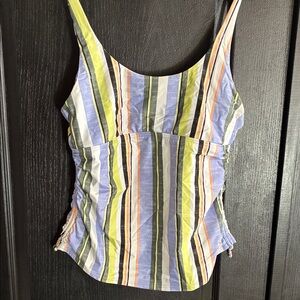 Prana Women's Striped Swim Camisole - yellow , Blue, White.  XL.